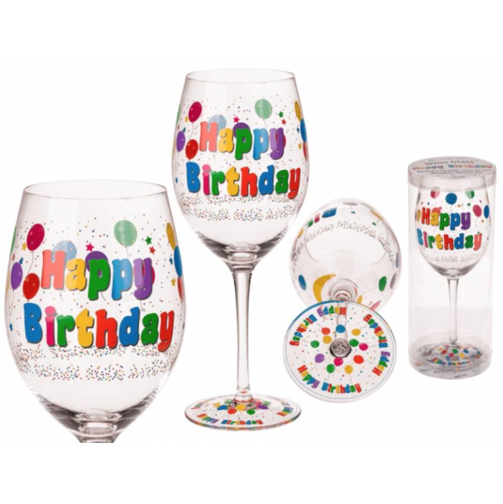 Happy Birthday Vinglass Stort ca 0,6l