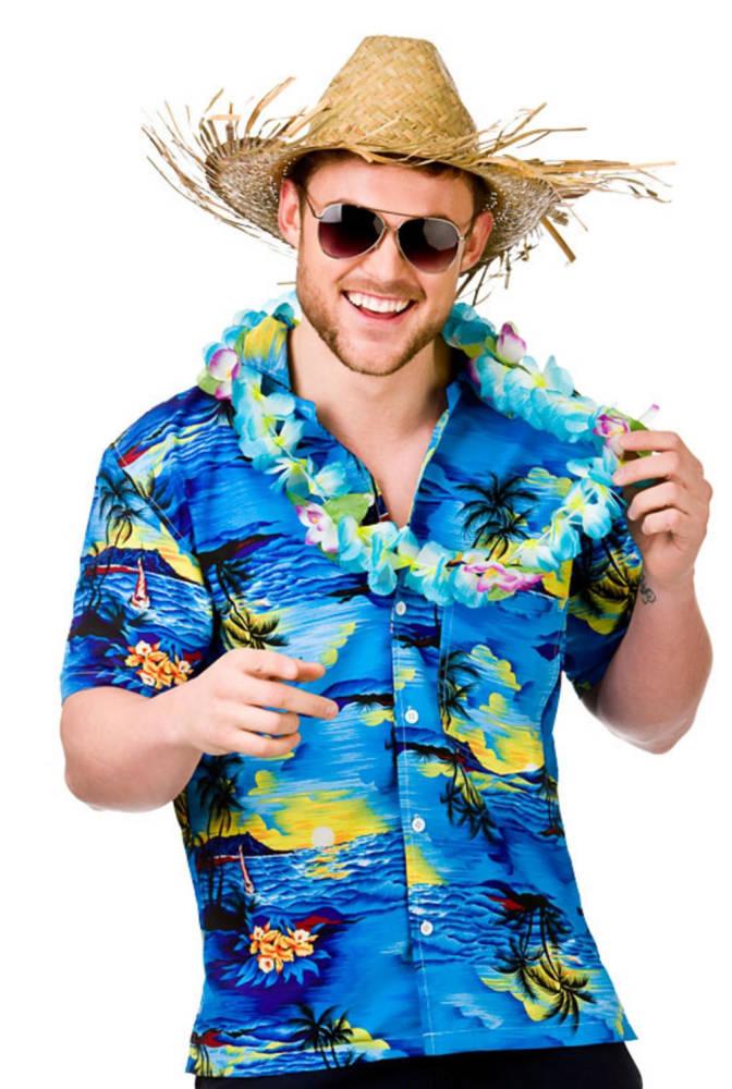Hawaiiskjorte Blå med Palmer