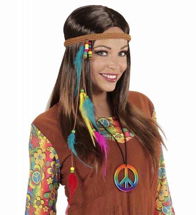 Hippie Headband w multicolor beads & feathers