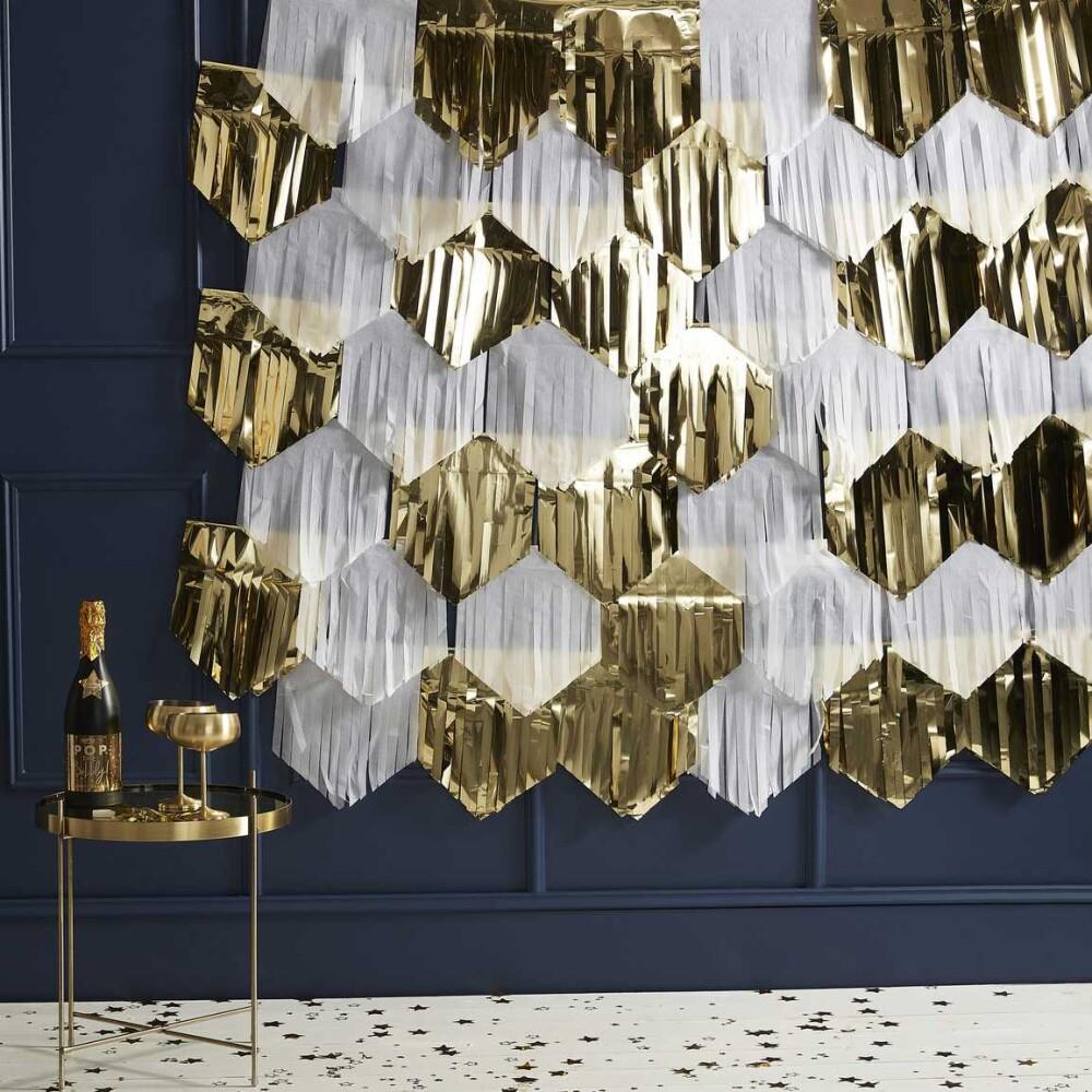 Backdrop White & Gold Frynser