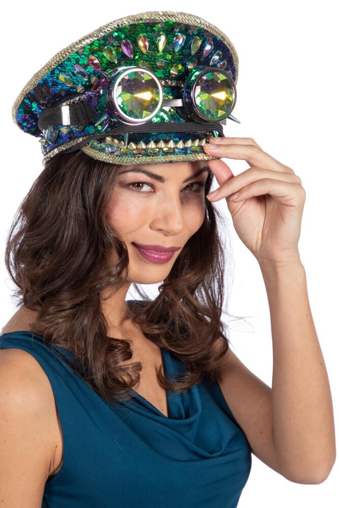 Burning Man Cap Multi med Rhinestones & Briller