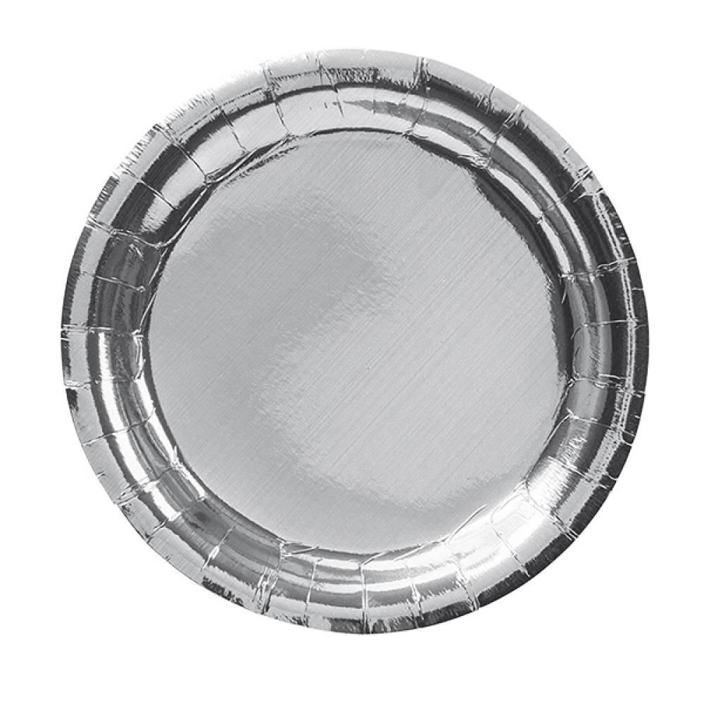 Papptallerken Silver Metallic