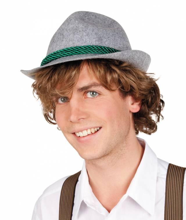 Oktoberfest Hatt Grå m/ grønt snøre