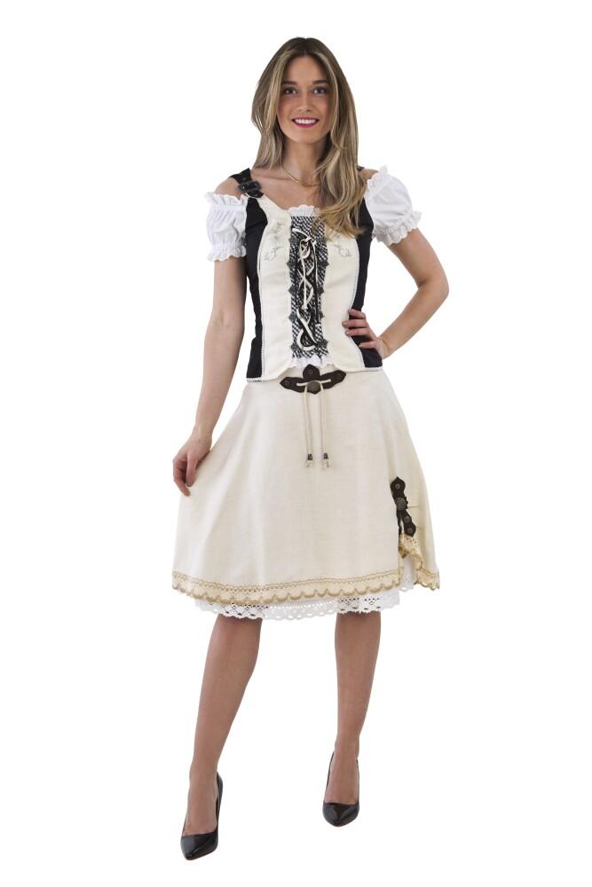Oktoberfestkjole Natur Deluxe 2 delt Lin/Bomull