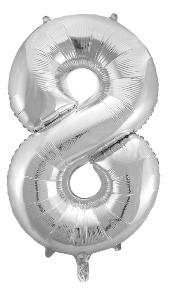 8 TALL FOLIEBALLONG LITEN 41CM SØLV