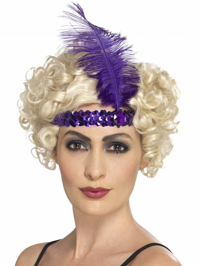 Gatsby hodebånd med fjær Purple