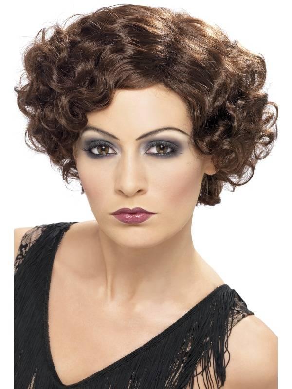 1920`s Flirty Flapper Wig Brown Bølger