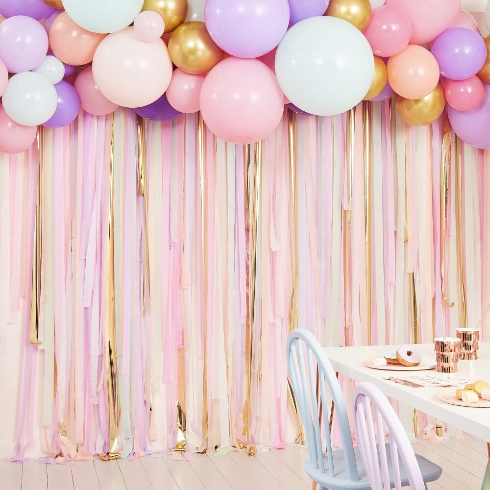 Backdrop Streamers & Ballongbue Pastell