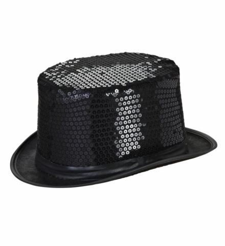 Flosshatt Svart med svarte paljetter Unisex