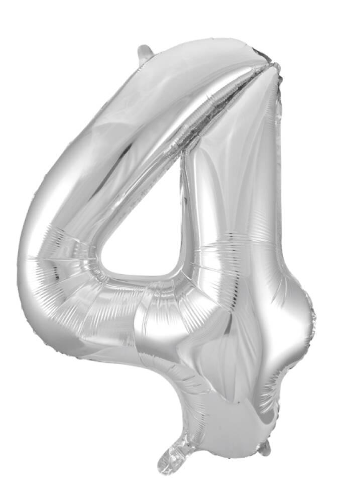 4 TALL FOLIEBALLONG LITEN 41CM SØLV