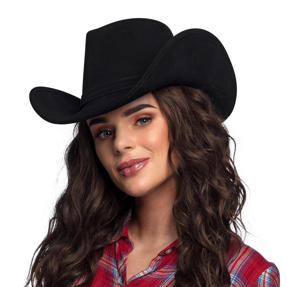 Cowboyhatt Wyoming Black - Leatherlook Deluxe