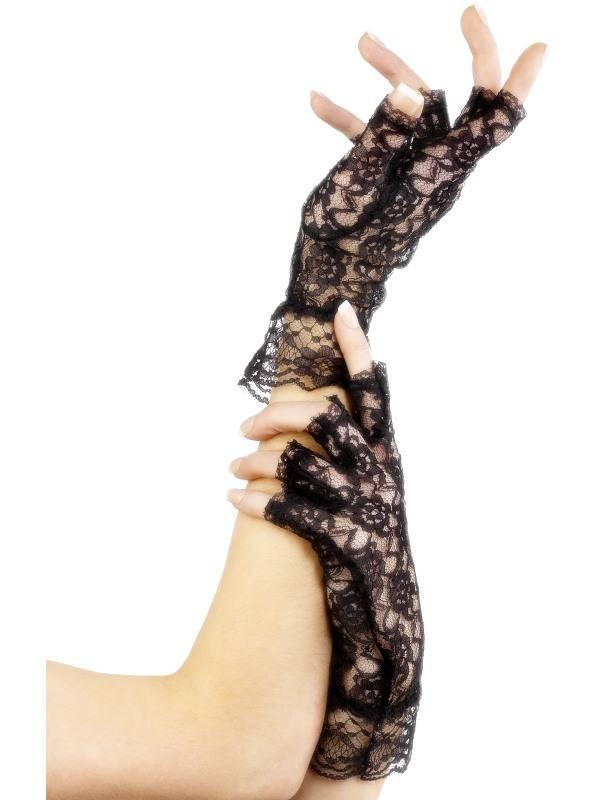 Blondehansker svarte fingerless