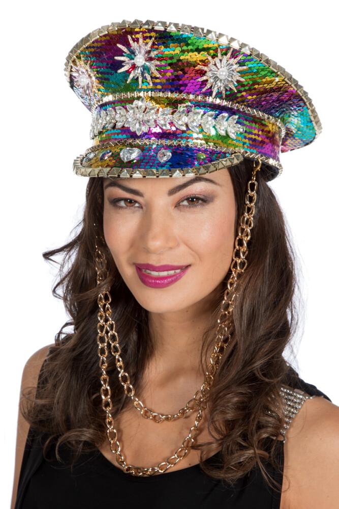 Burning Man Cap Deluxe Rainbow m/ kjede