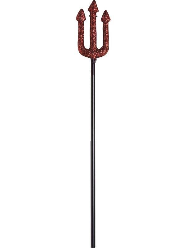 Djevelgaffel Rød Glitter Liten 58cm