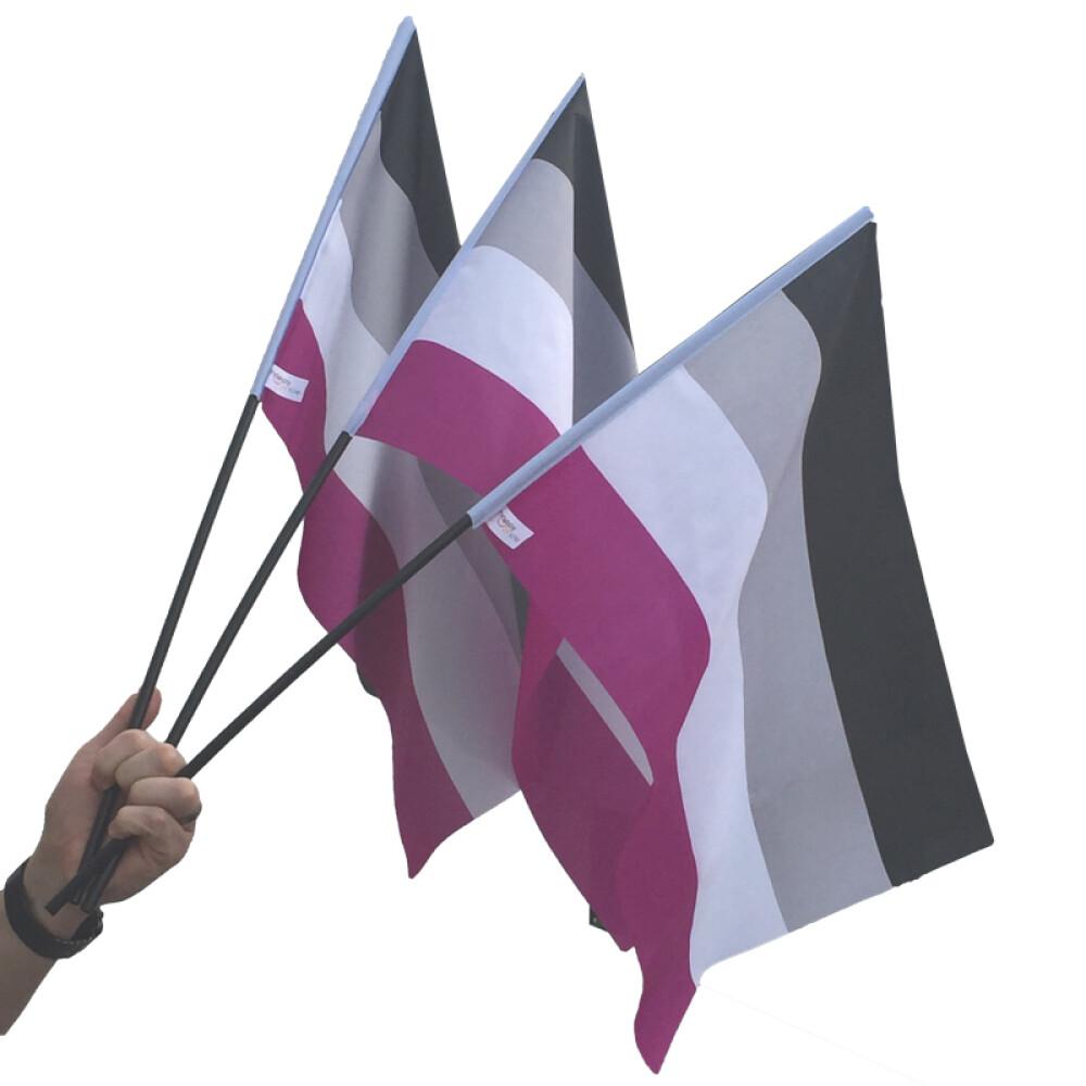 Aseksuell - Håndflagg på pinne - Medium