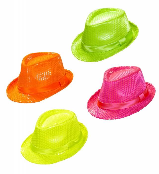 Neon Trilby Paljett Hatt Blandede farger