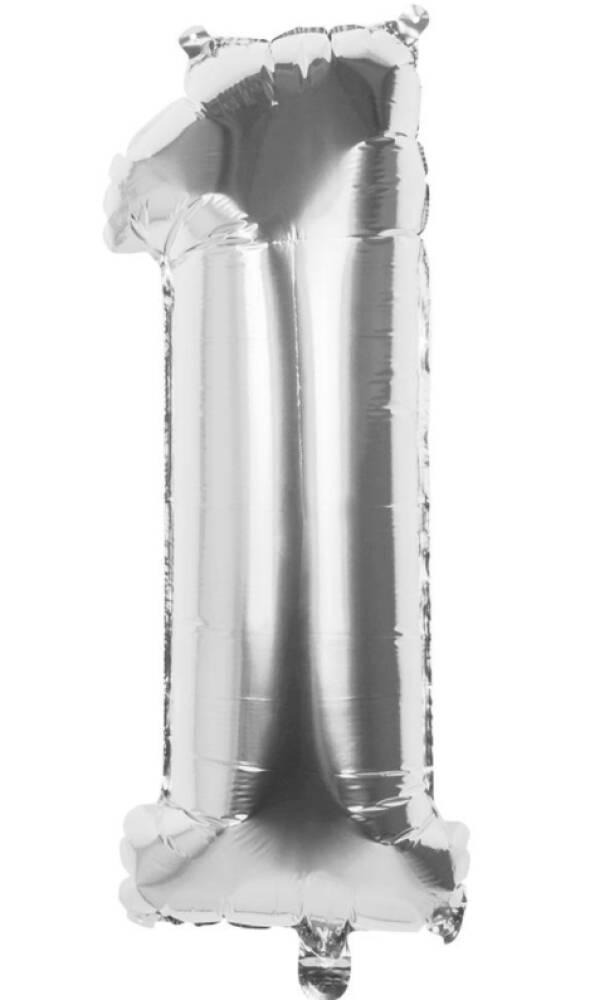 1 TALL FOLIEBALLONG LITEN 41CM SØLV