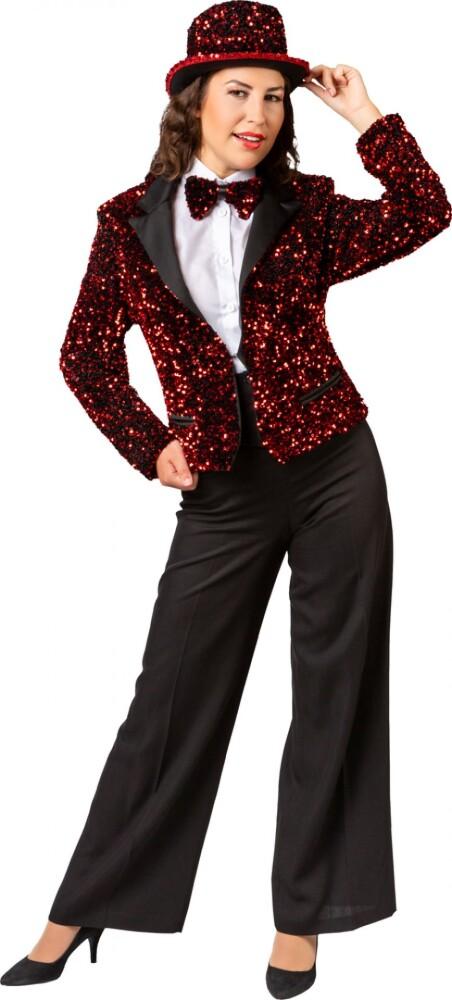 Paljettblazer Rød Dame Deluxe