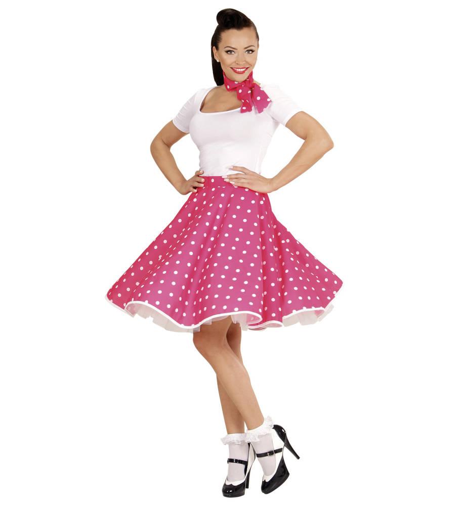 1950`s Polkadot Skjørt og Skjerf Rosa