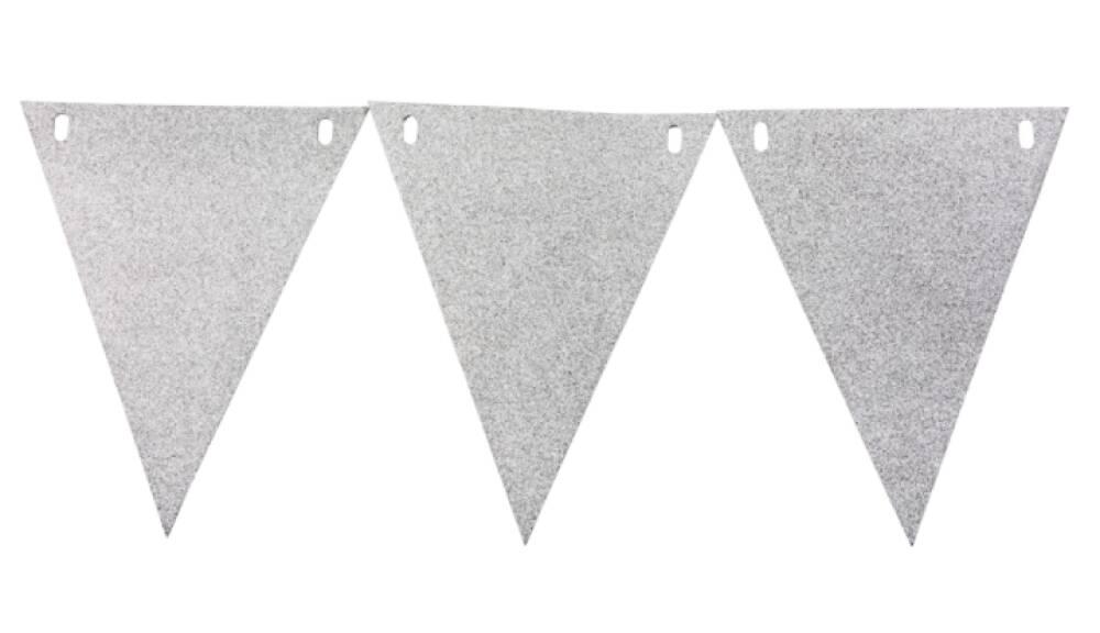 Flaggbanner Sølv Glitter Deluxe
