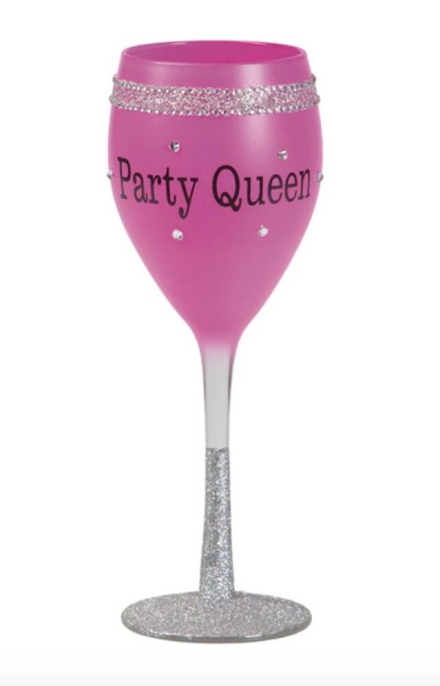 Partyqueen Vinglass Rosa med Stett