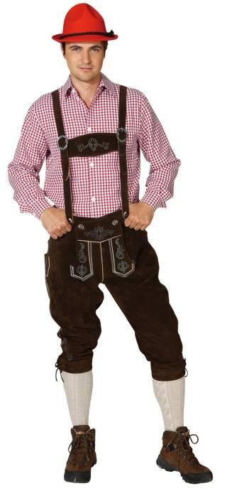 Ekte Lederhosen Mørk Brun Semsket Skinn ALBERT