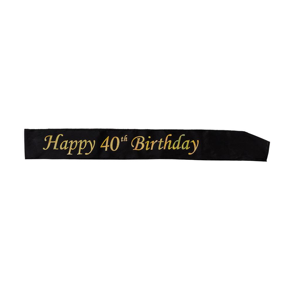 Sash - Happy 40th Birthday - Svart