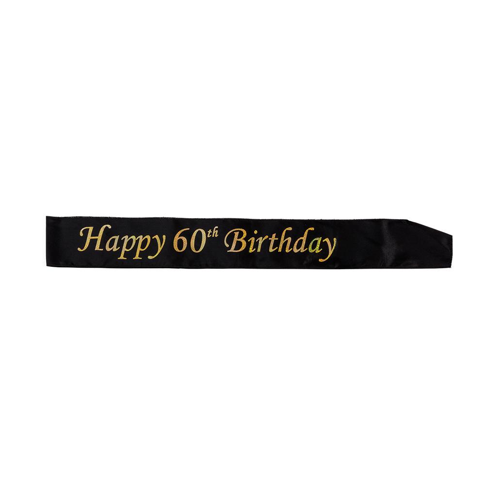 Sash - Happy 60th Birthday - Svart