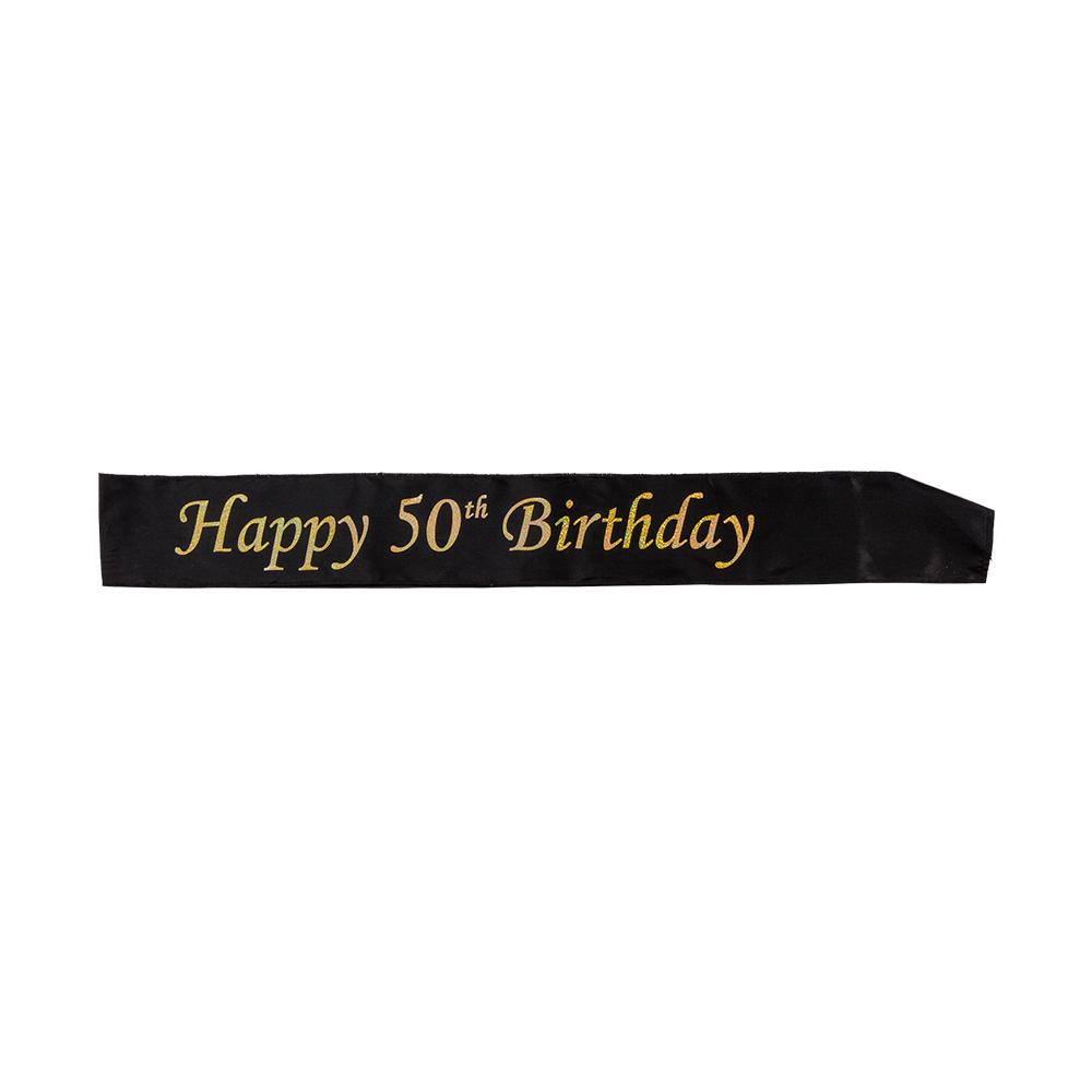 Sash - Happy 50th Birthday - Svart