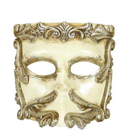 DELUXE IVORY BAROQUE CASANOVA MASK WITH STRASS