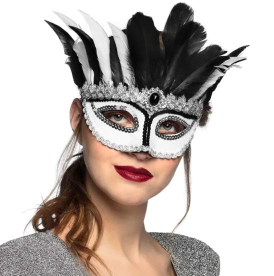 Venice Maske i Svart og Hvit